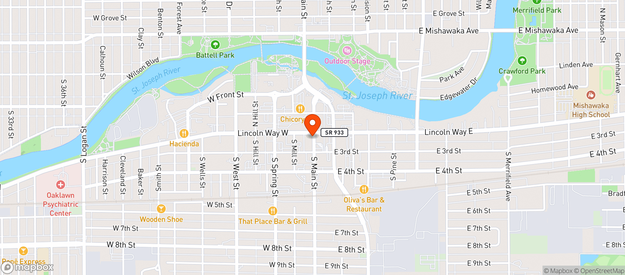 Map showing VINYL TAP AND TABLE