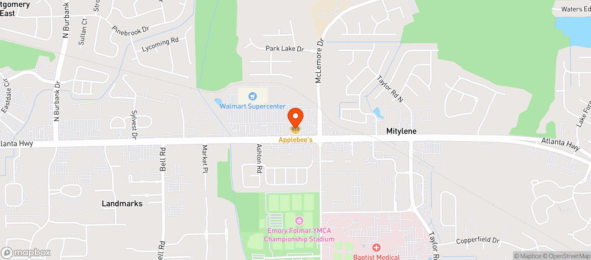 Map showing Applebees Neighborhood Grill & Bar