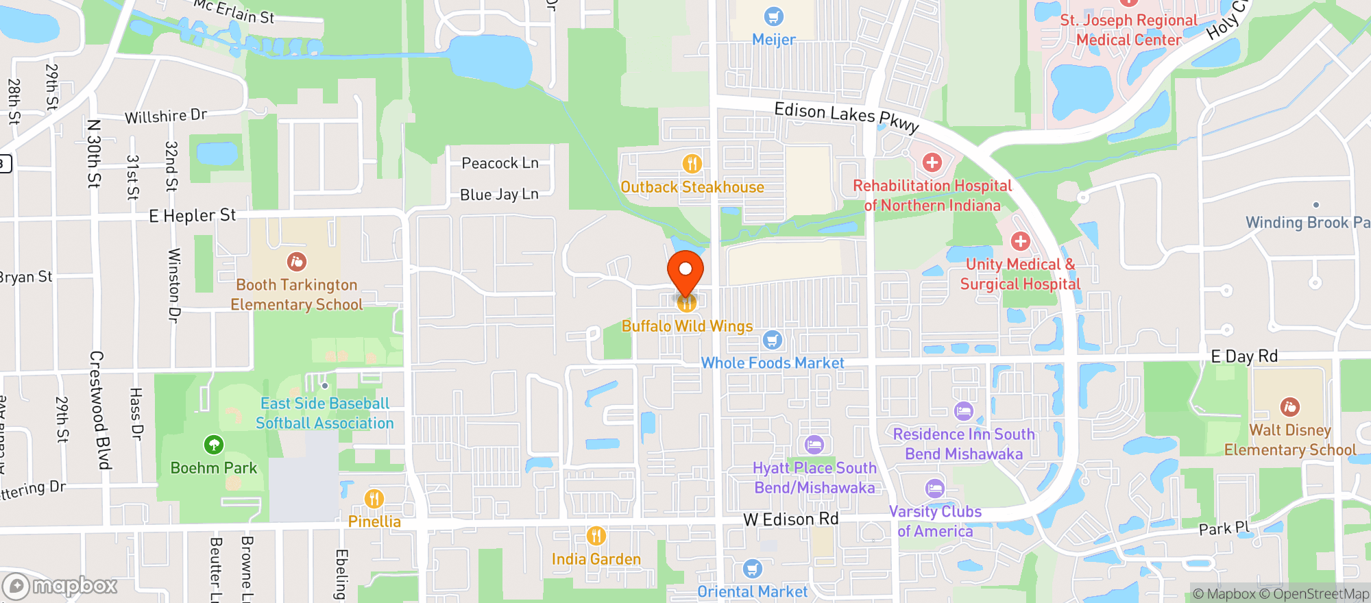 Map showing Buffalo Wild Wings Gril #3301