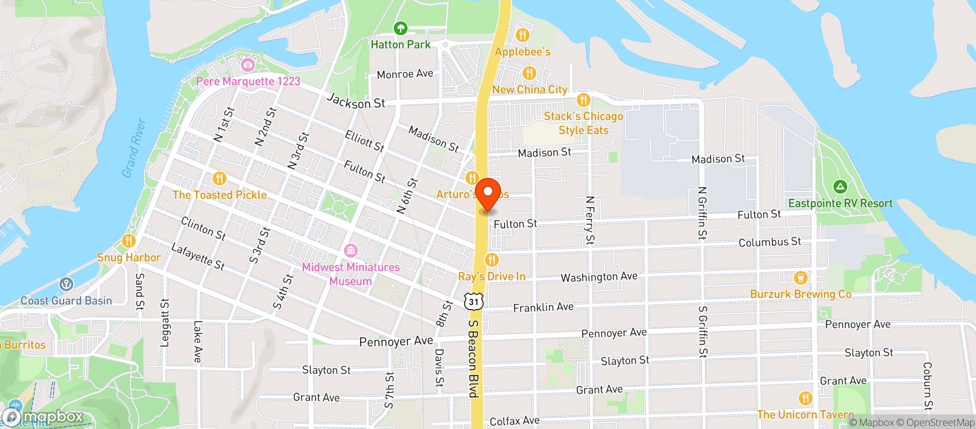 Map showing Beach Party Store