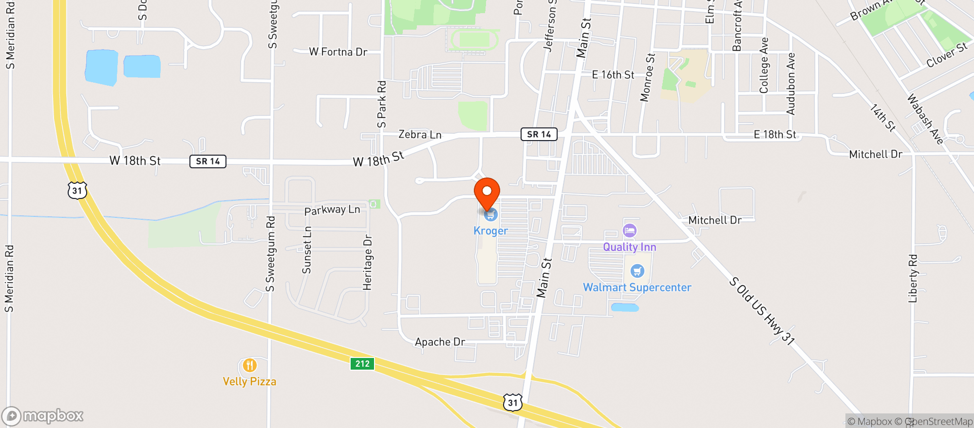 Map showing Kroger