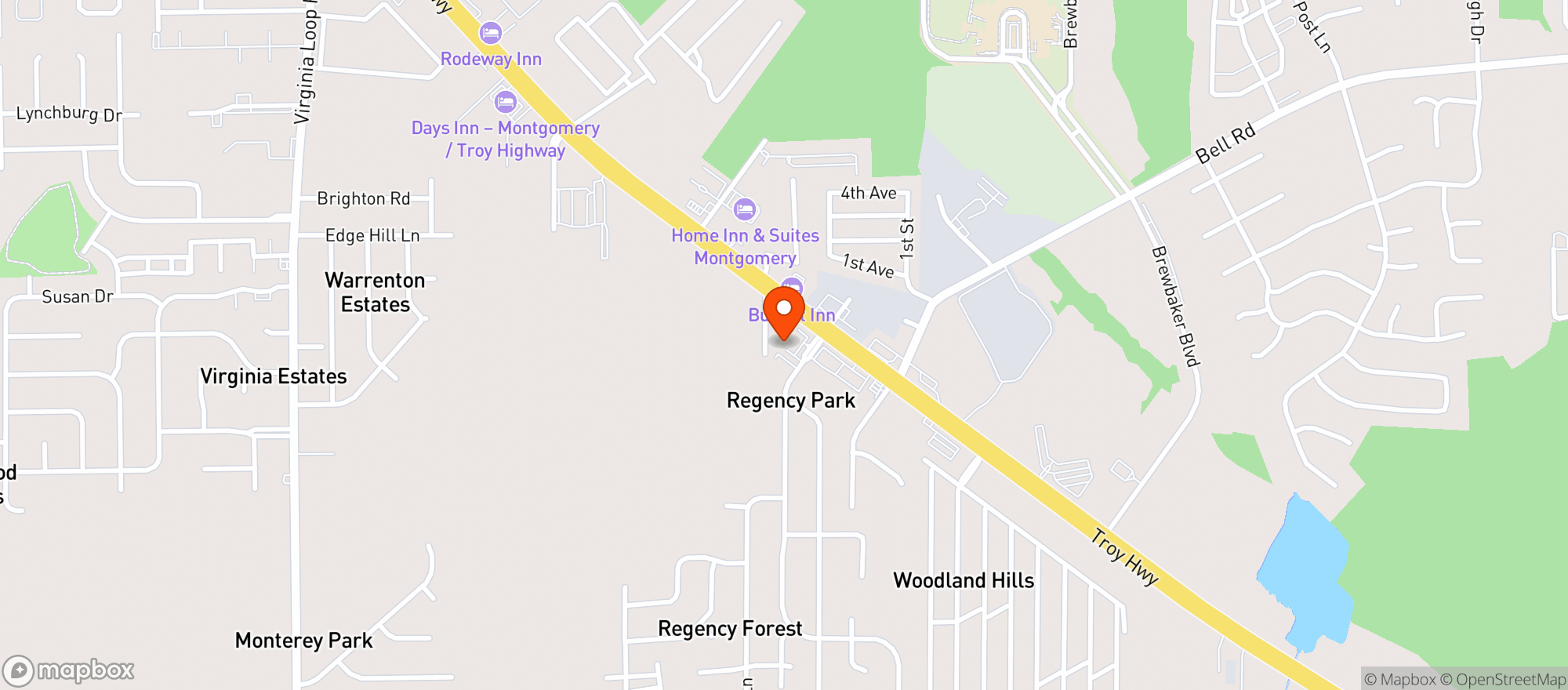 Map showing Troy Hwy Package Store
