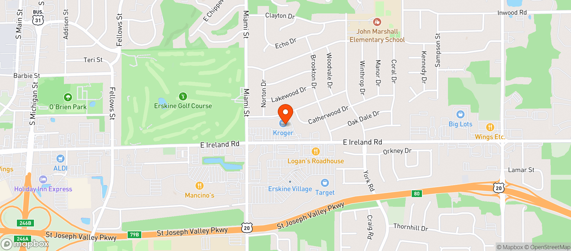 Map showing Kroger
