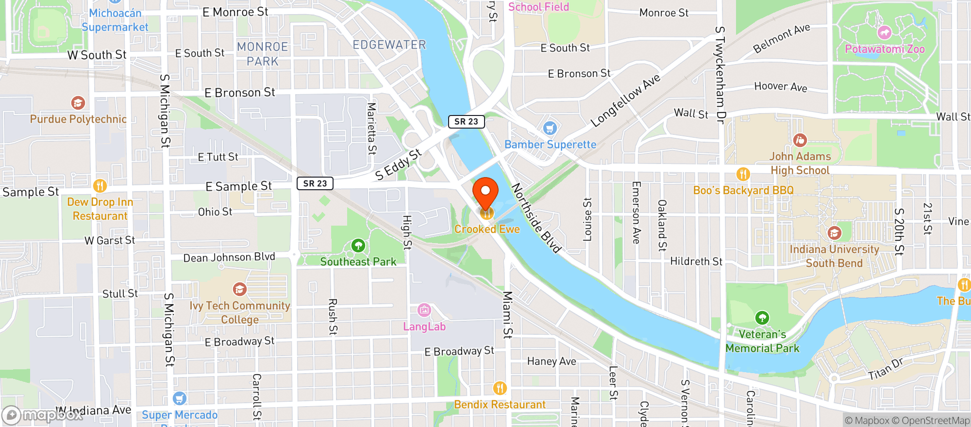 Map showing Crooked Ewe Brewery And Ale House