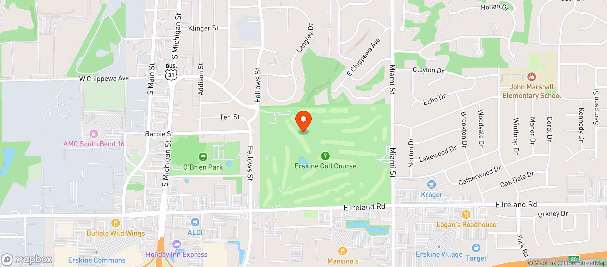Map showing Erskine Golf Course