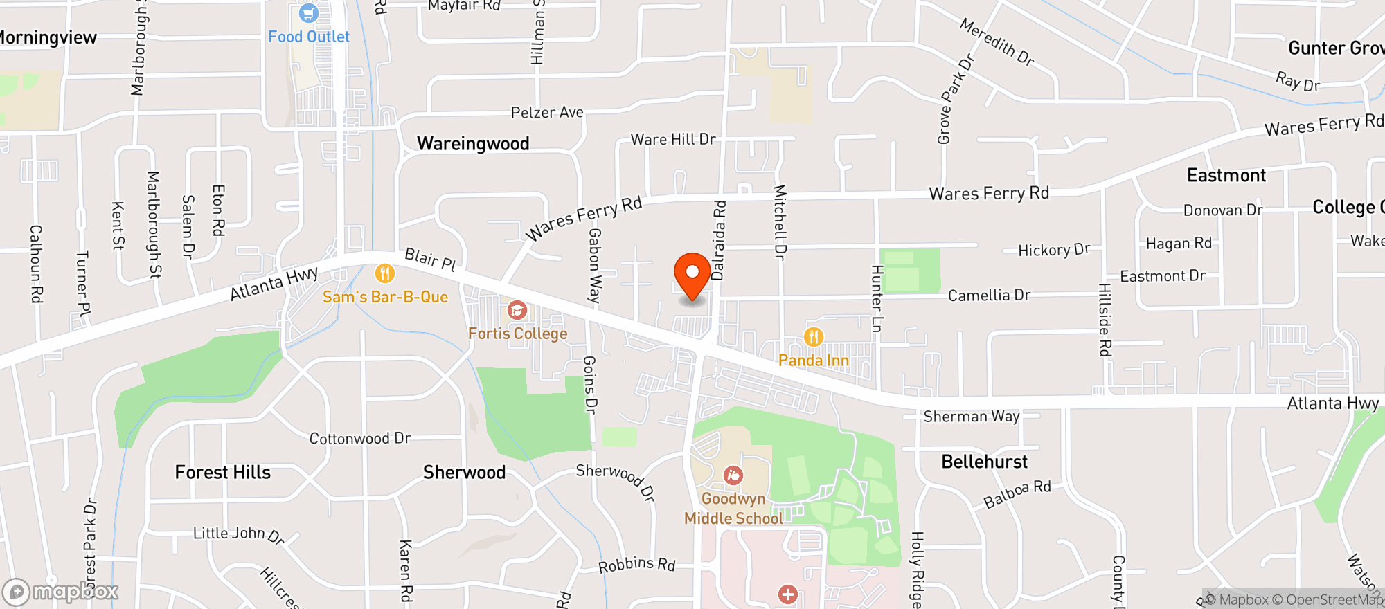 Map showing Piggly Wiggly 74