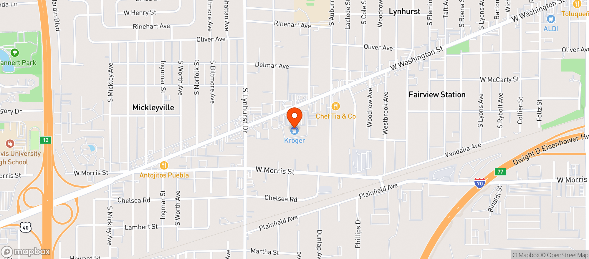 Map showing Kroger
