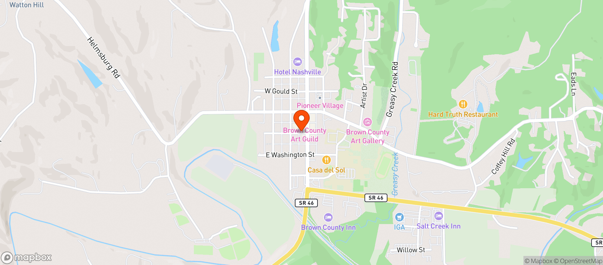 Map showing Bird's Nest Cafe & Night Hawks Diner
