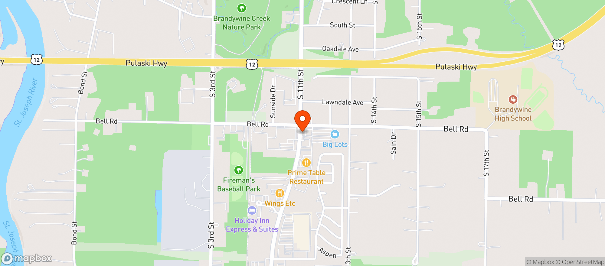 Map showing Belle Plaza Party Store