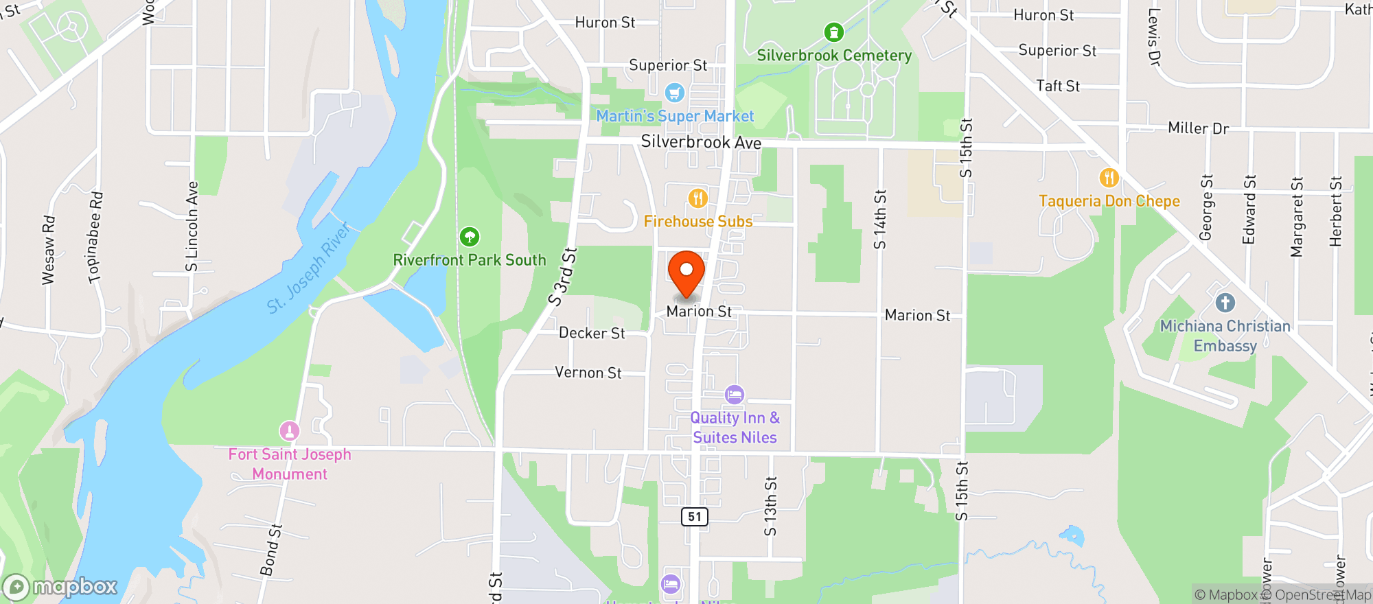 Map showing Green Stem Provisioning Niles - Rec