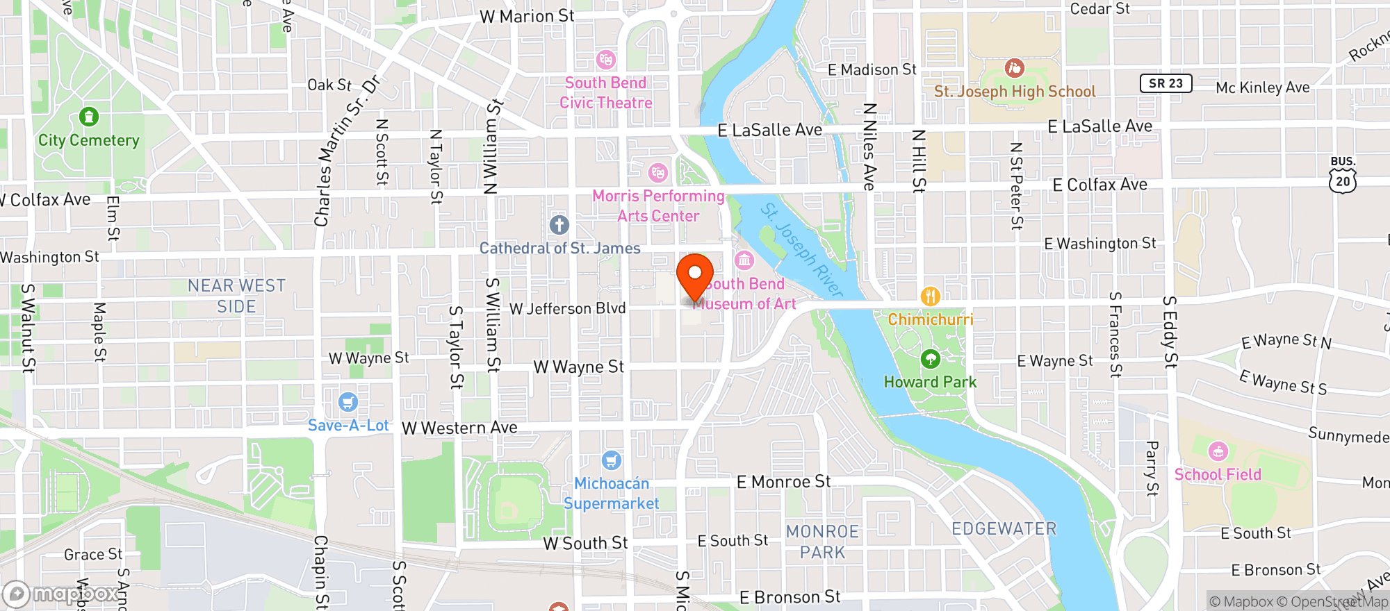Map showing City-wide Liquors