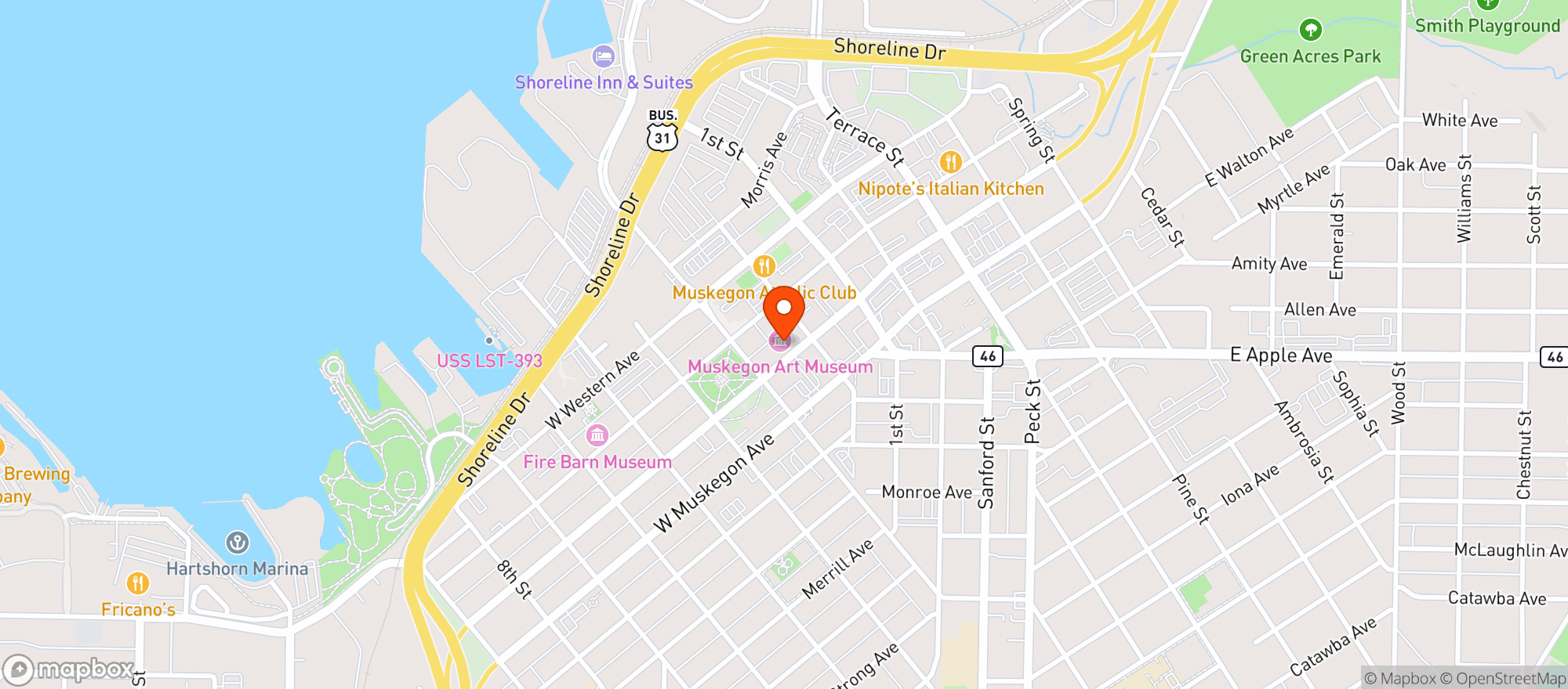 Map showing Muskegon Museum Of Art