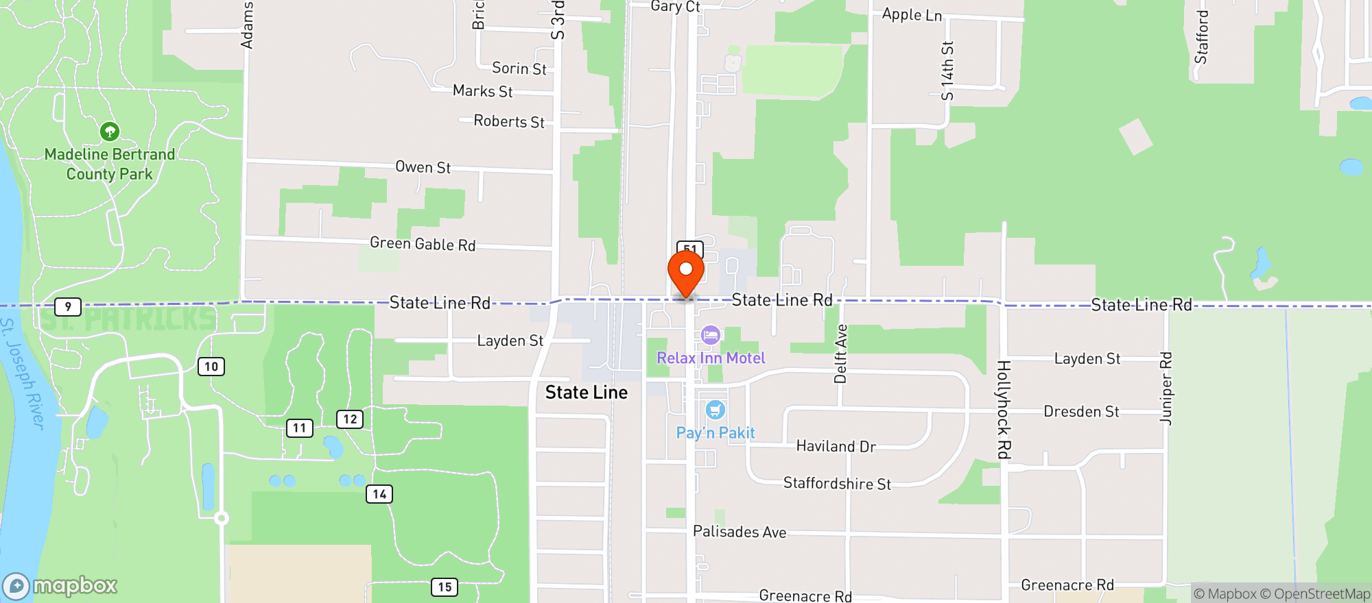 Map showing Michiana Mini Mart