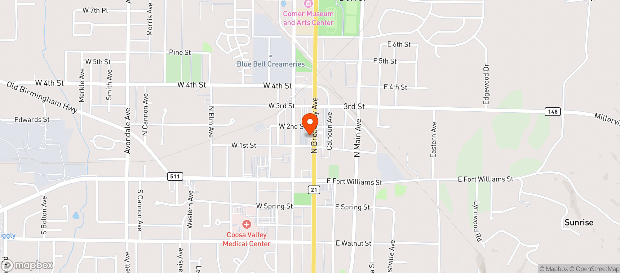 Map showing Pizza And Pint