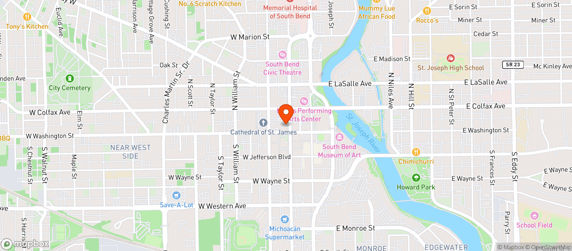 Map showing Aloft