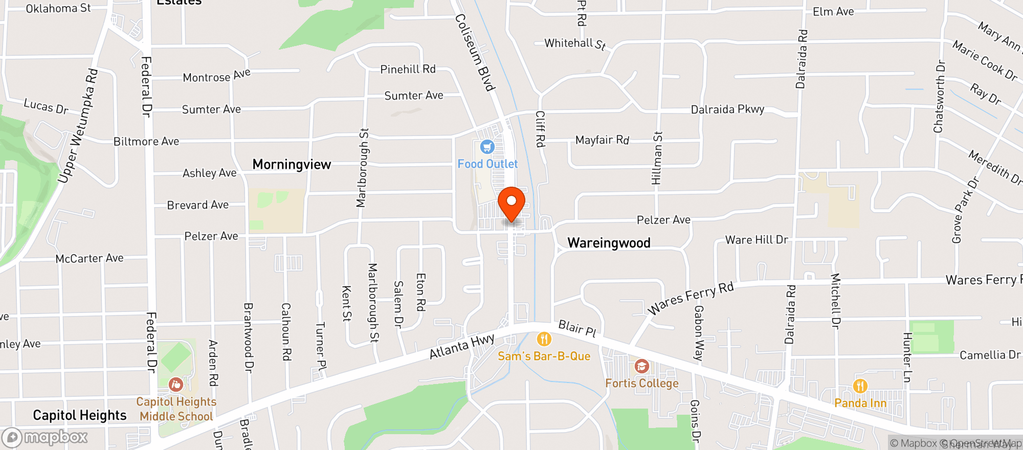 Map showing United Stop N Shop