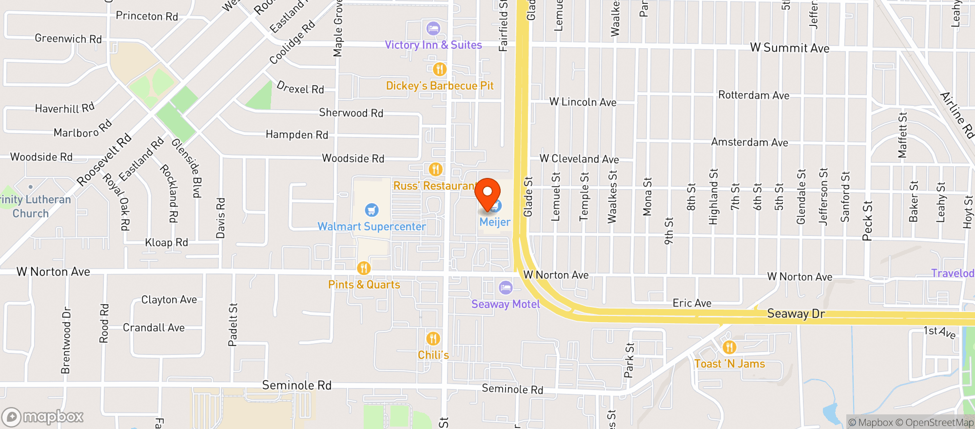 Map showing Meijer