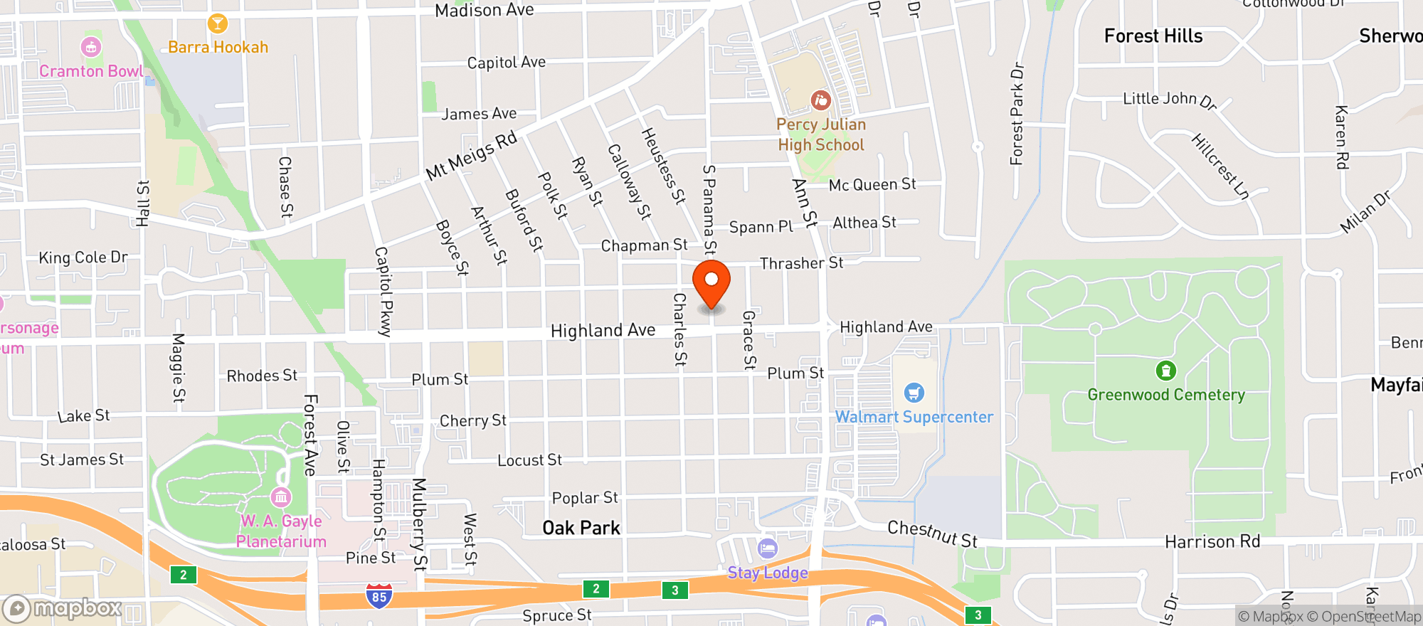 Map showing Plas Super Food Mart