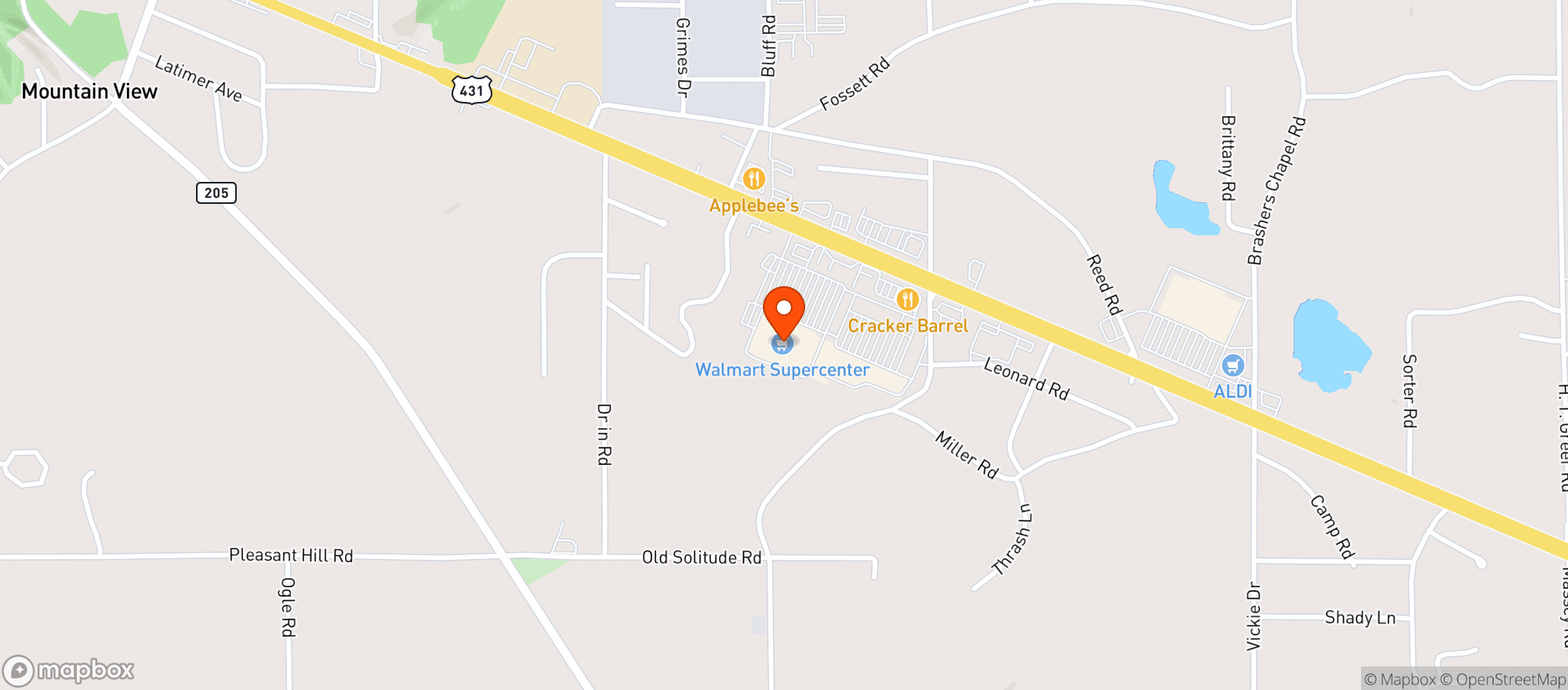 Map showing WALMART SUPERCENTER