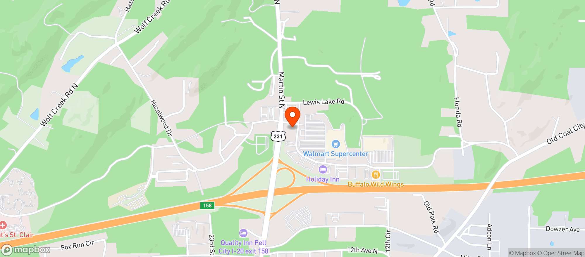 Map showing PELL CITY MARATHON