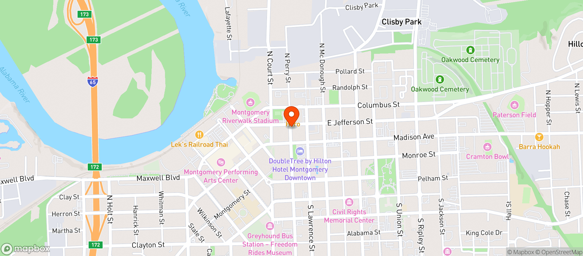 Map showing Little Donkey Mexican Restaurant