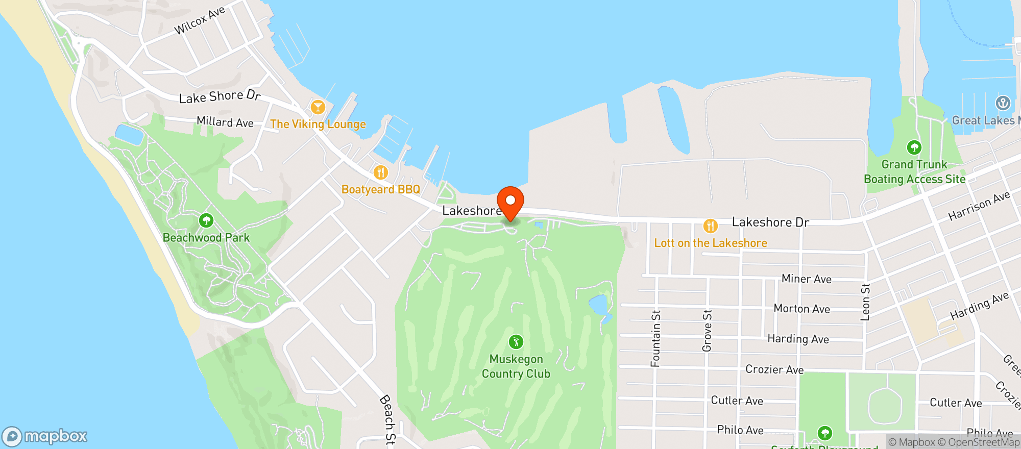 Map showing Lake Bluff Grille