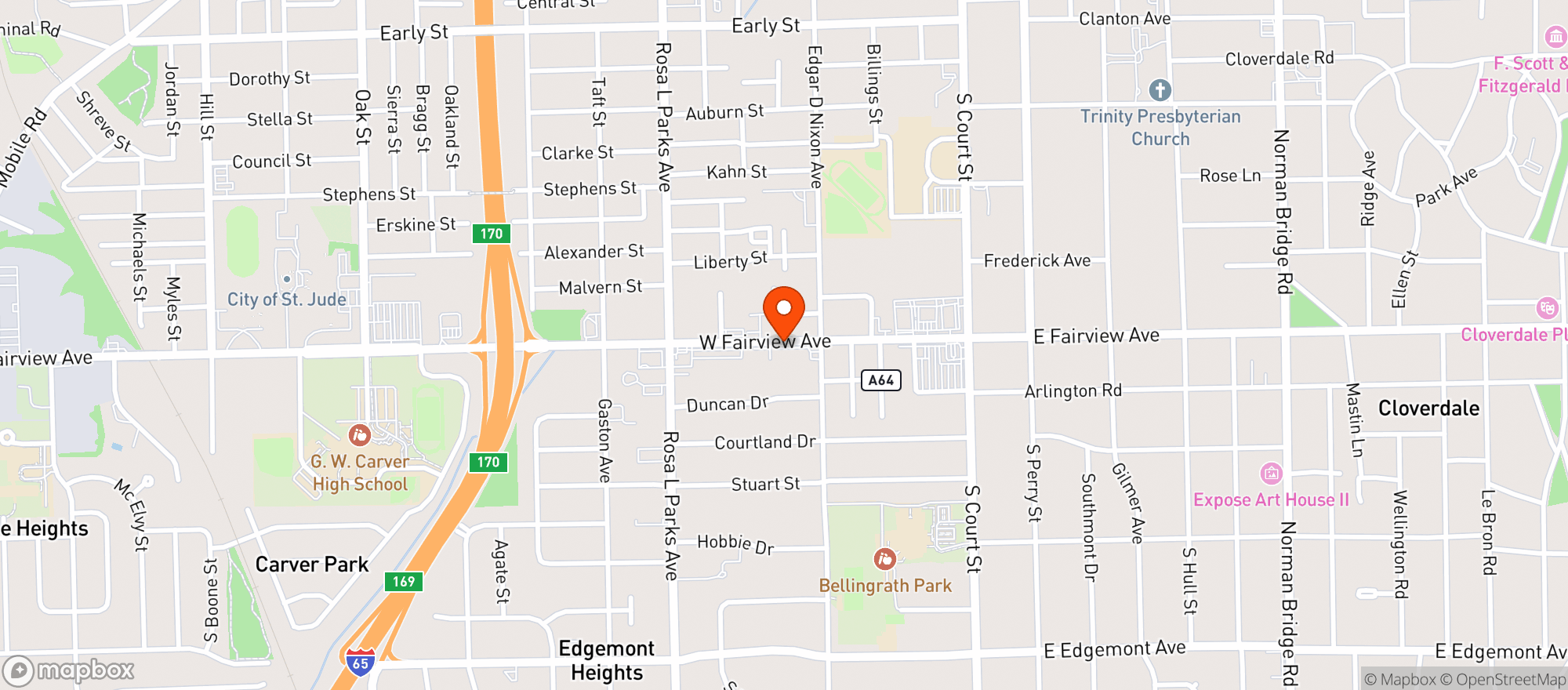 Map showing West Fairview Package Store
