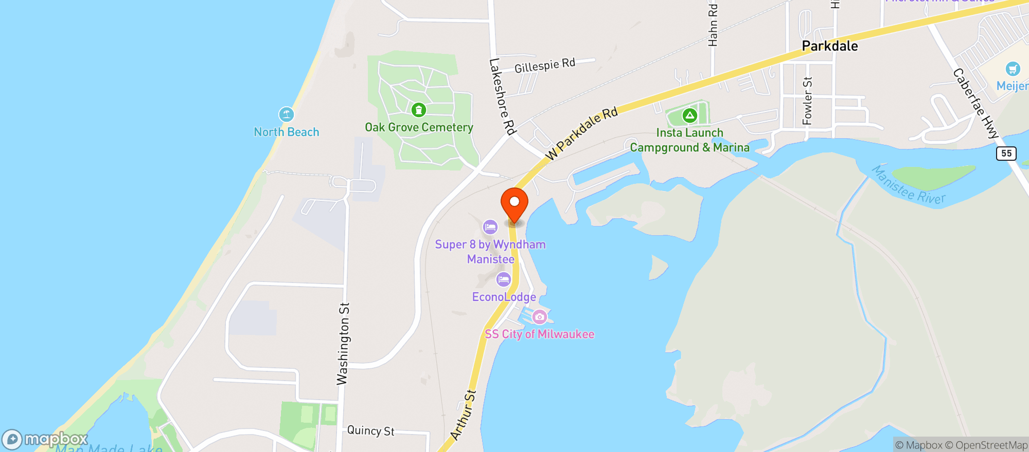 Map showing The Oui-d Shop - Manistee