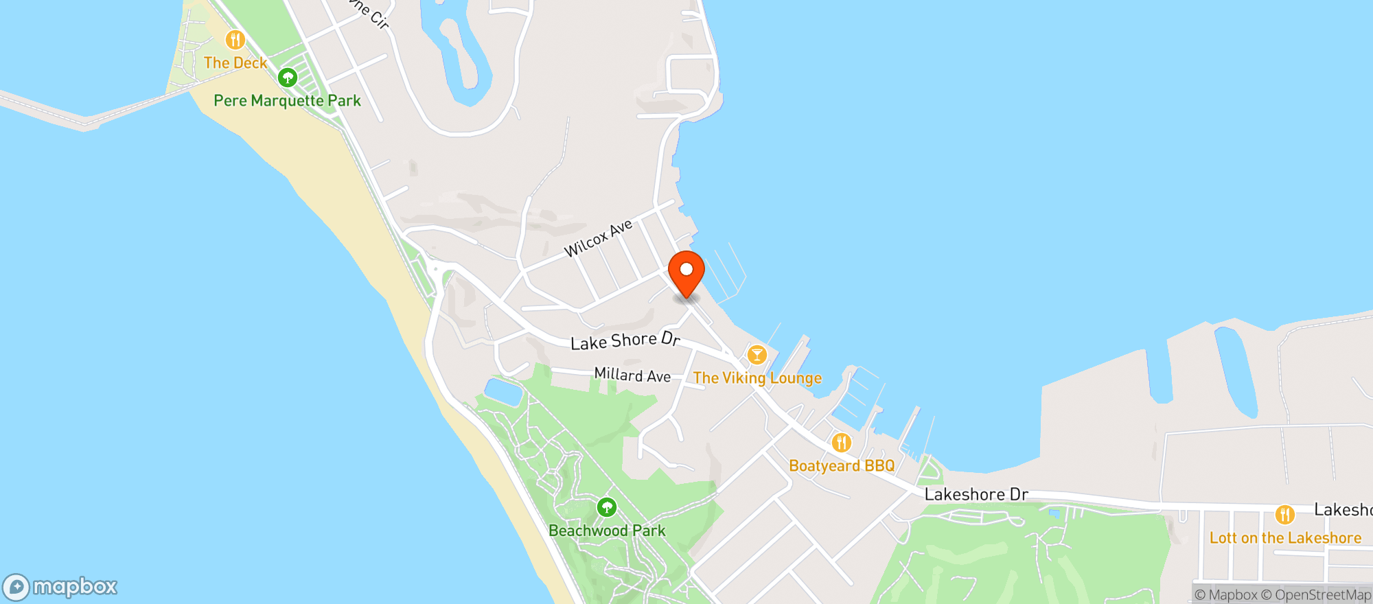 Map showing Muskegon Yacht Club