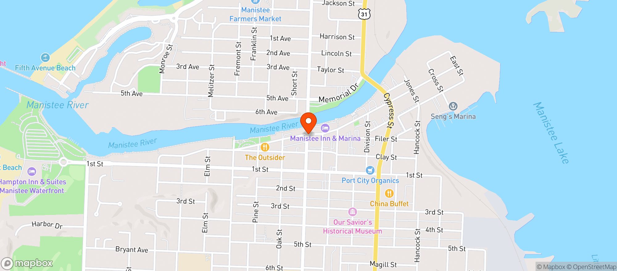 Map showing Tj S Pub & Ramsdell Inn