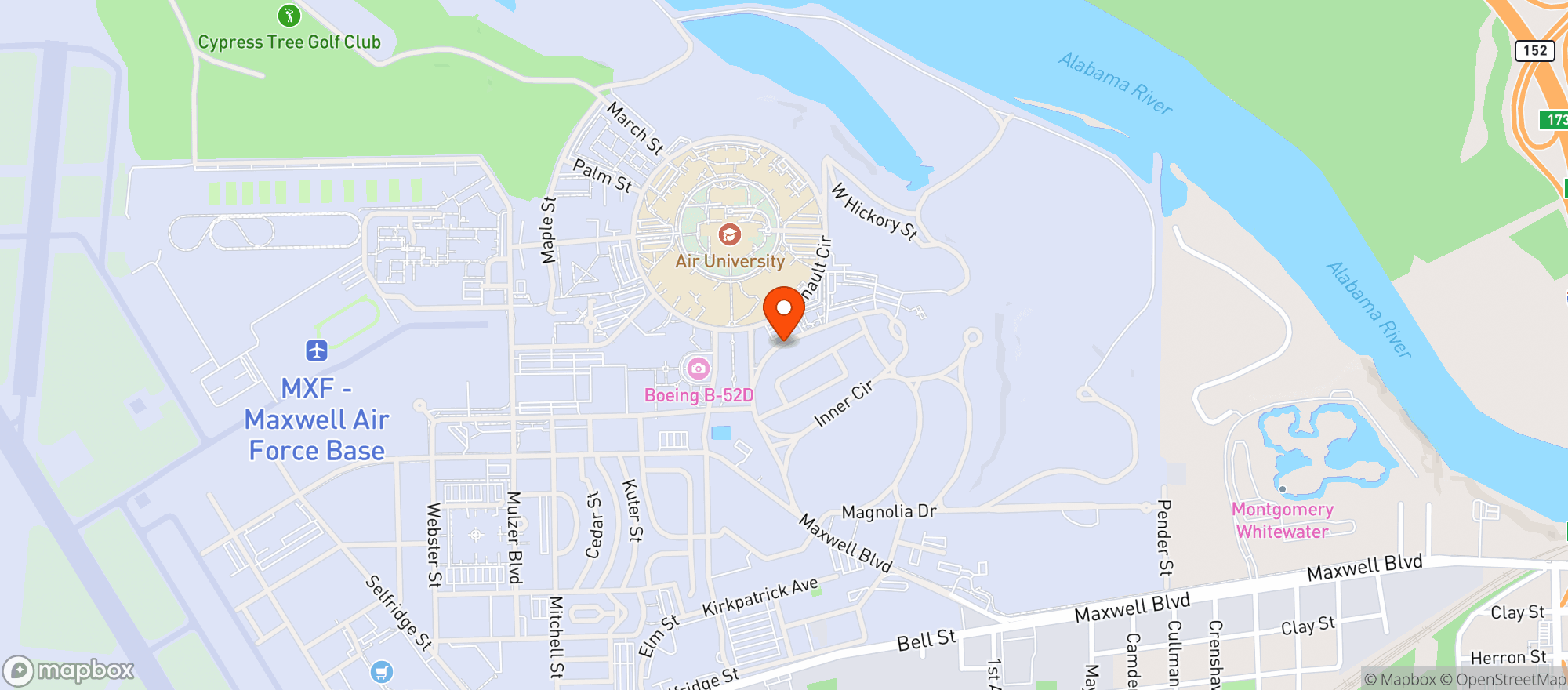 Map showing Maxwell Officers Club