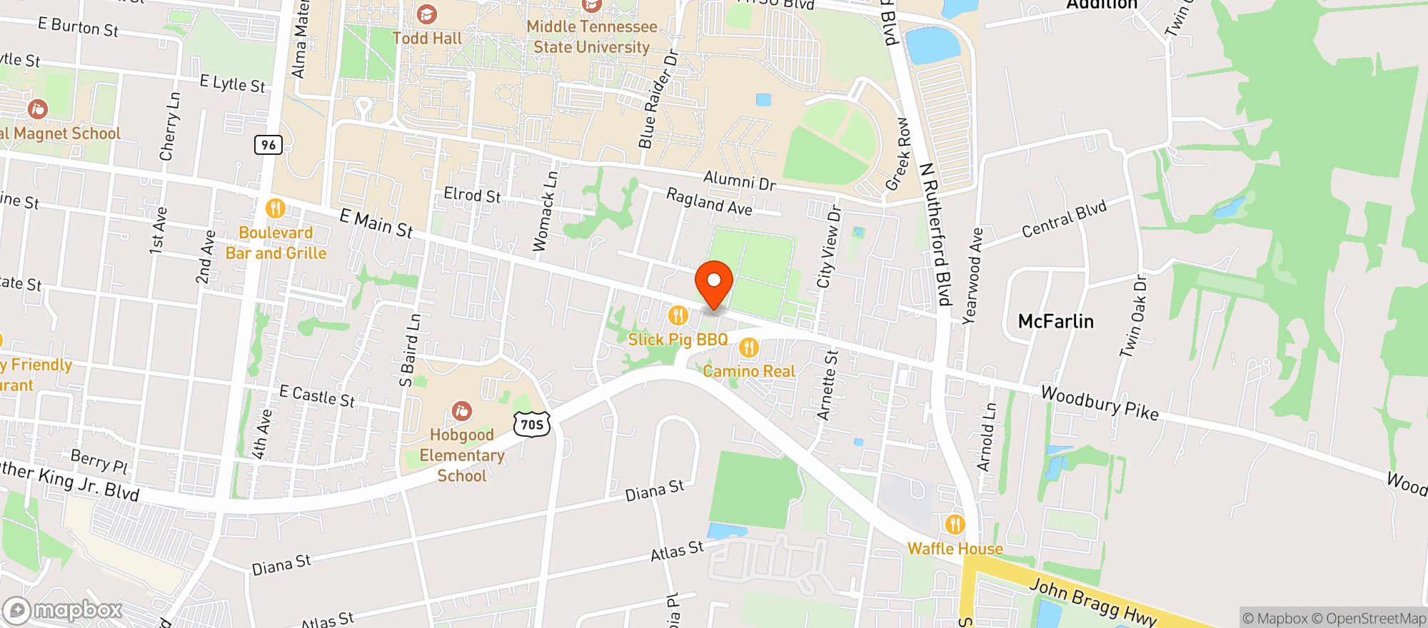 Map showing Campus Mart