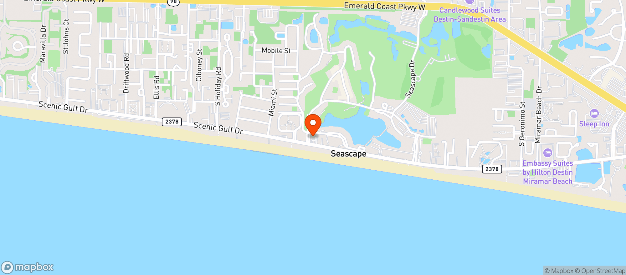 Map showing CIRCLE K (1554 SCENIC GULF DR)