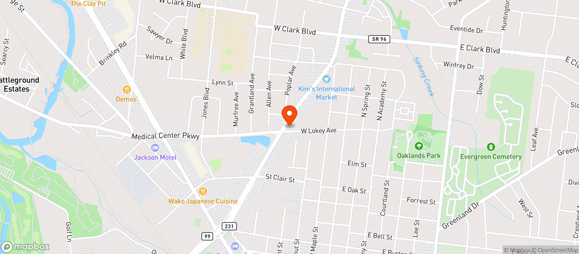 Map showing Evolve Smoke Shop