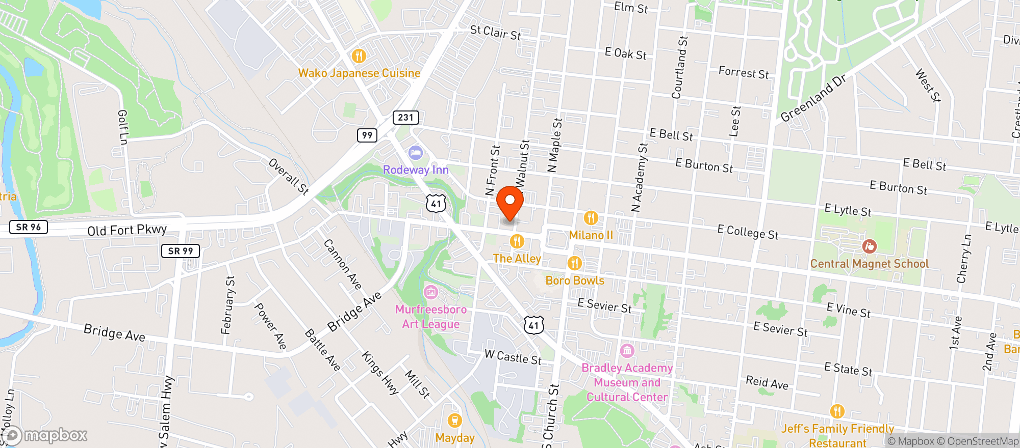 Map showing Happys Sports Lounge