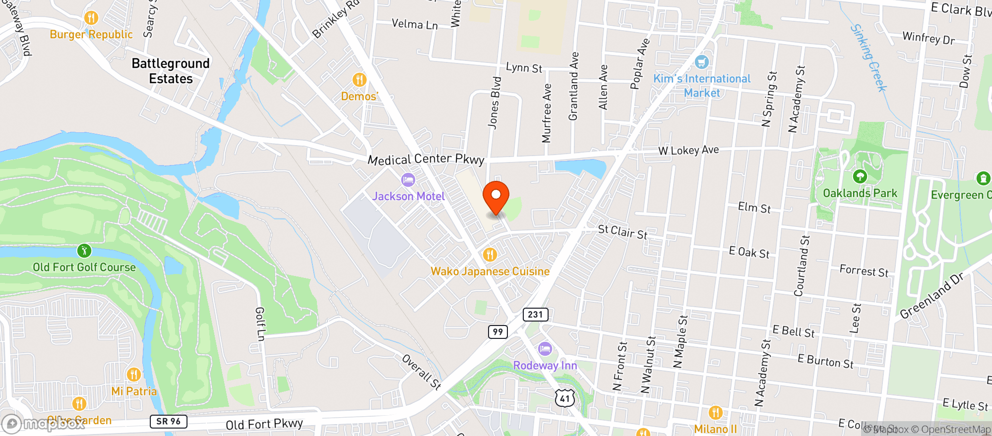 Map showing Emerald Heart Cafe & Dispensary