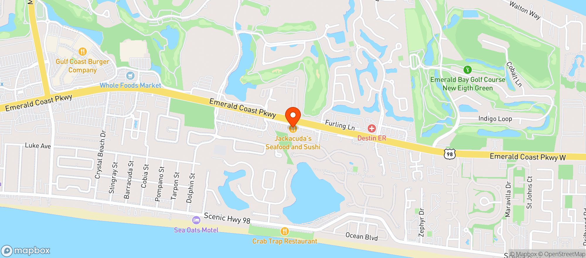 Map showing Jackacudas Seafood & Sushi