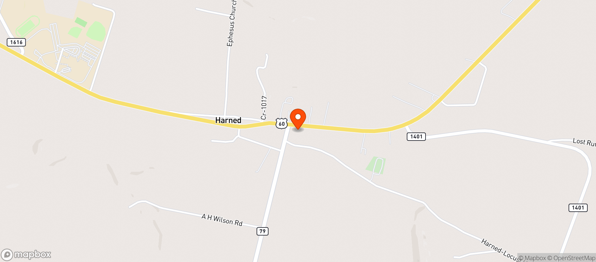 Map showing Harned Tobacco Shack