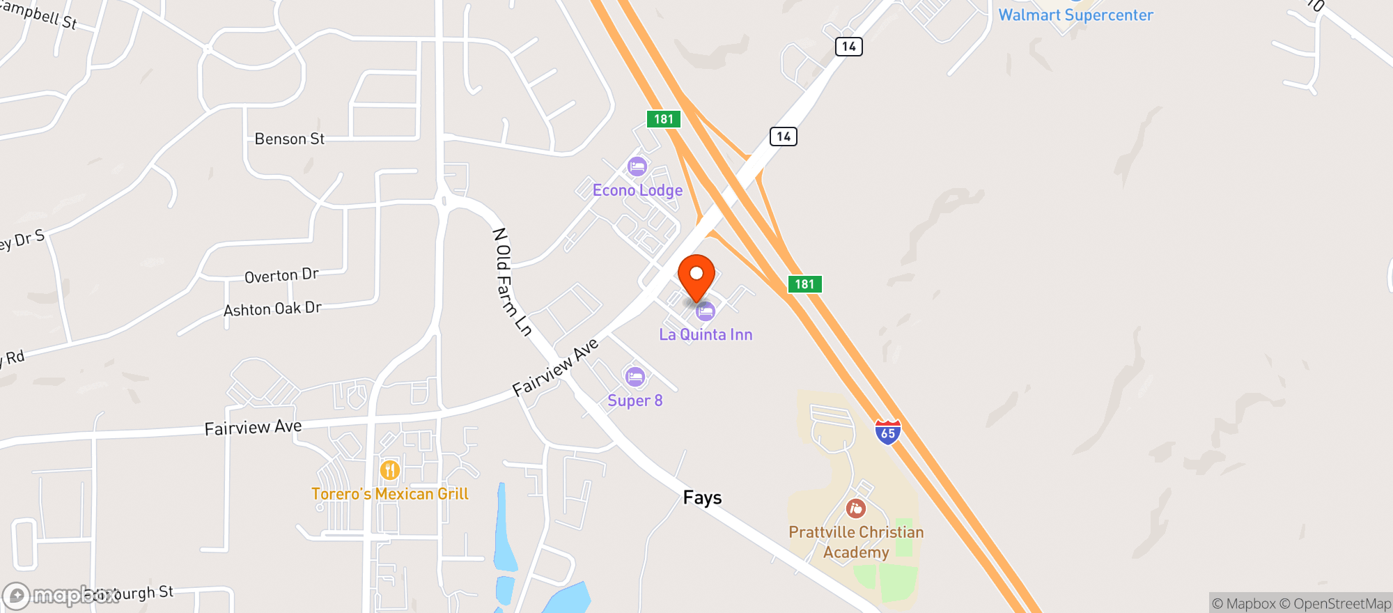 Map showing Kwik Shops 130