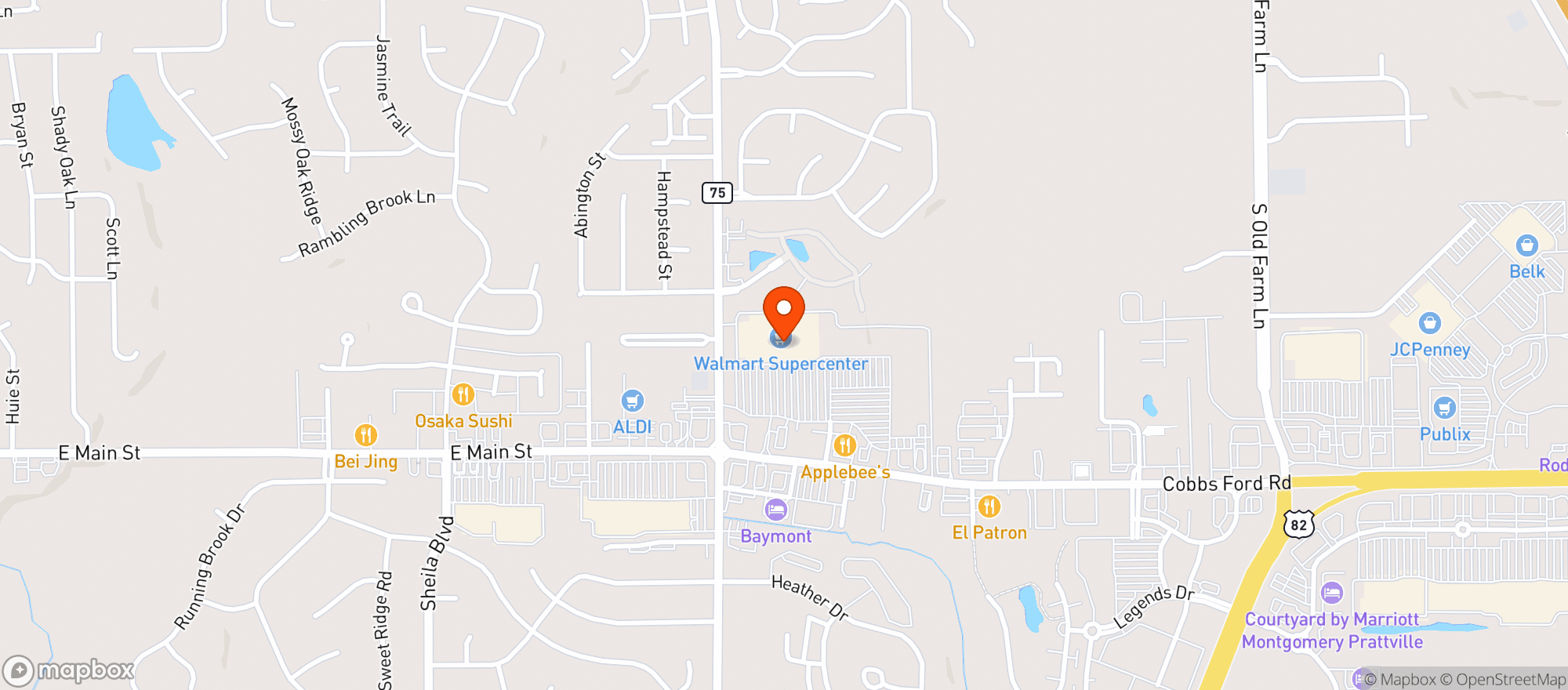 Map showing Walmart Supercenter