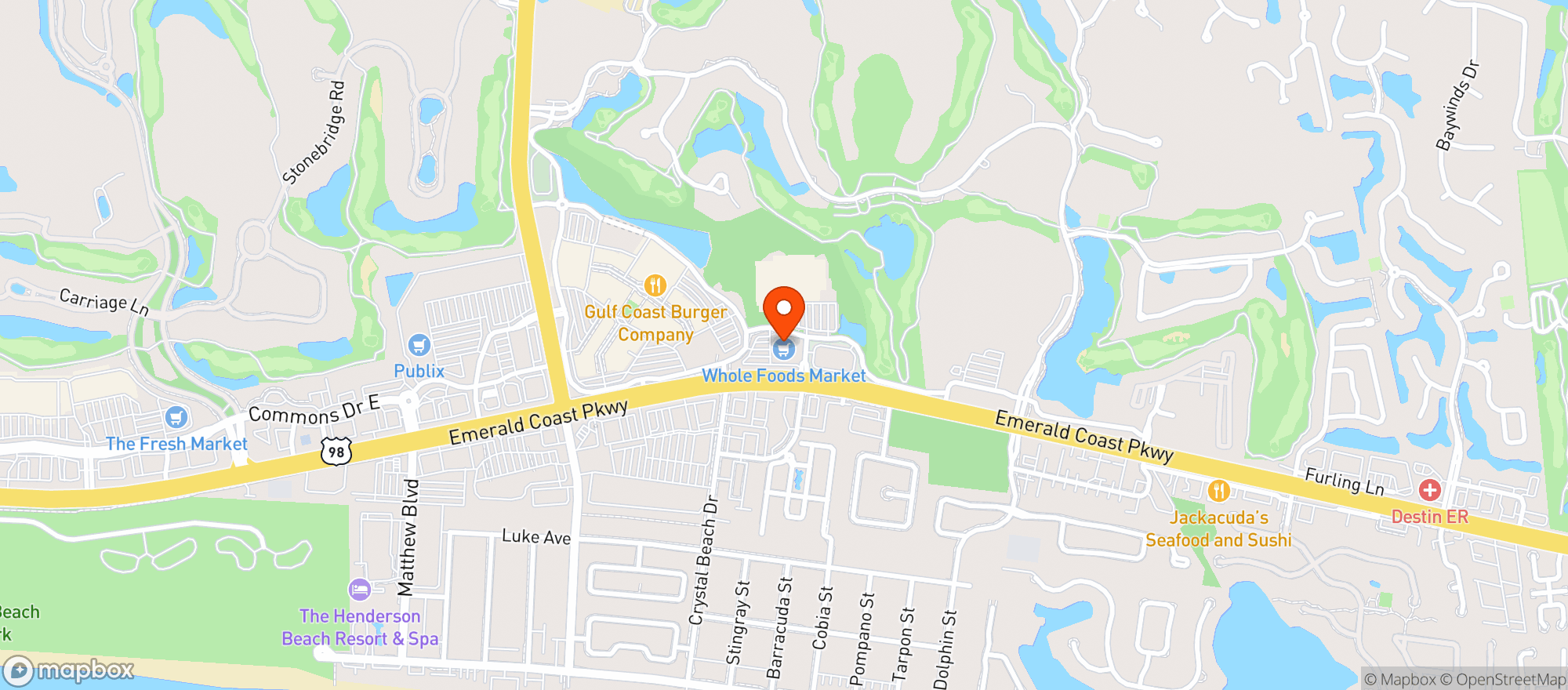 Map showing WHOLE FOODS MARKET - DESTIN
