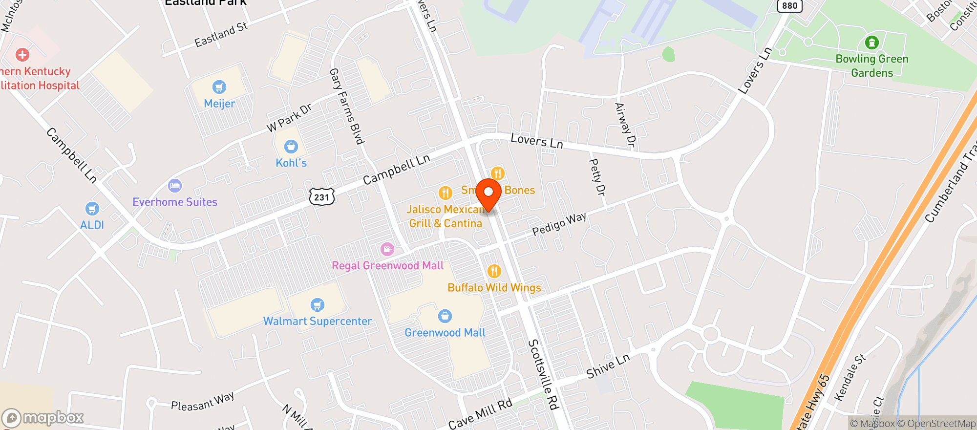 Map showing Buffalo Wild Wings Gril #722