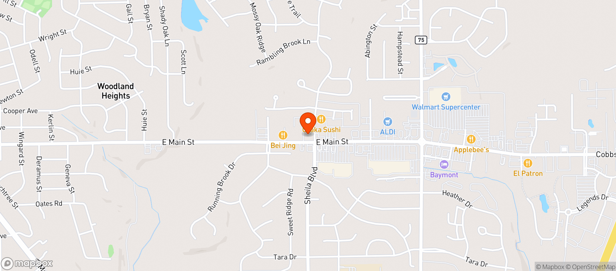 Map showing Kwik Shop (e Main)