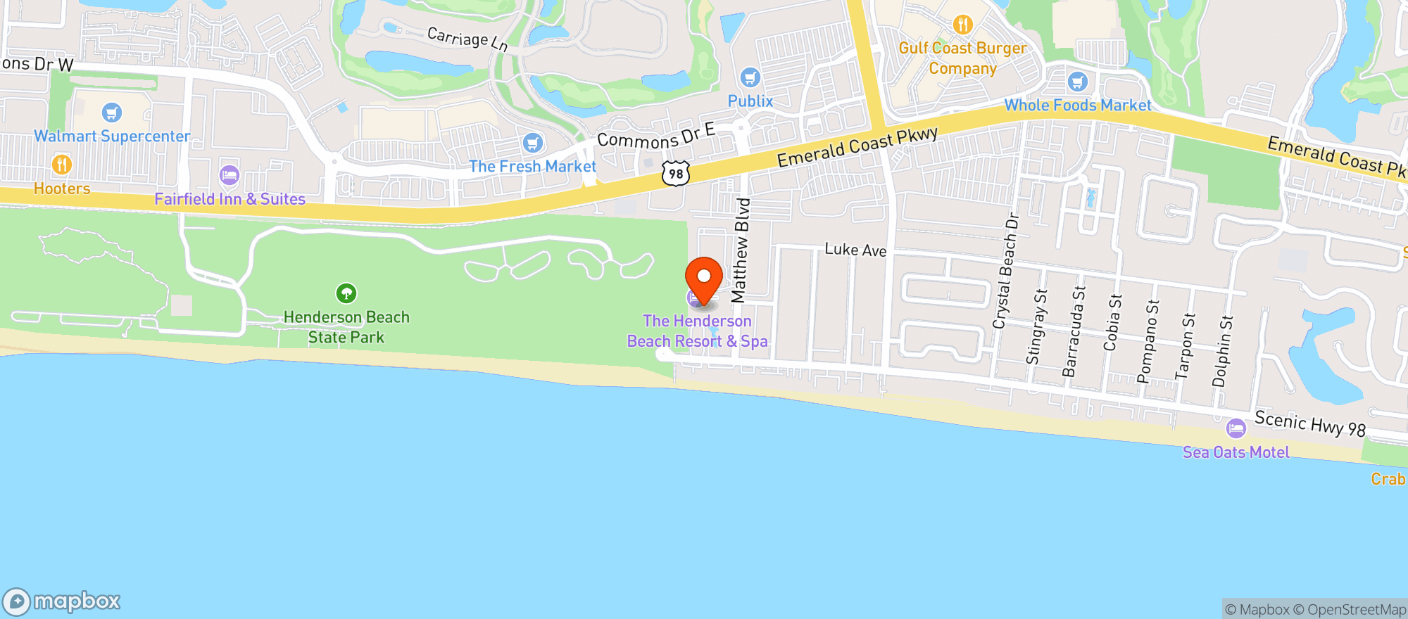 Map showing Henderson Beach Resort