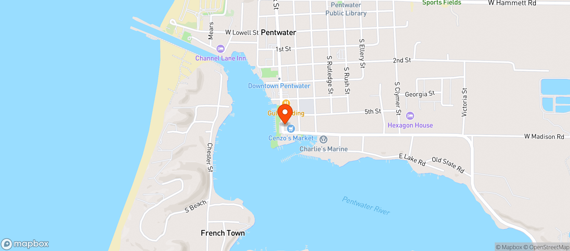 Map showing Port View Pentwater