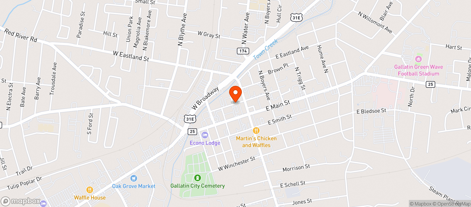 Map showing Casa Roja Mexican Grill
