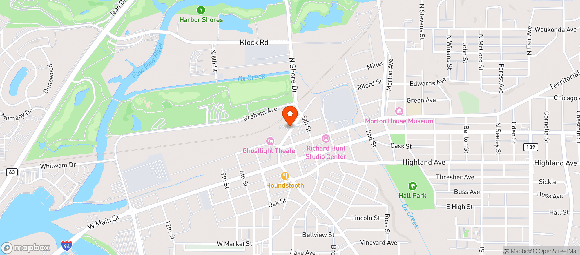 Map showing Mason Jar Café