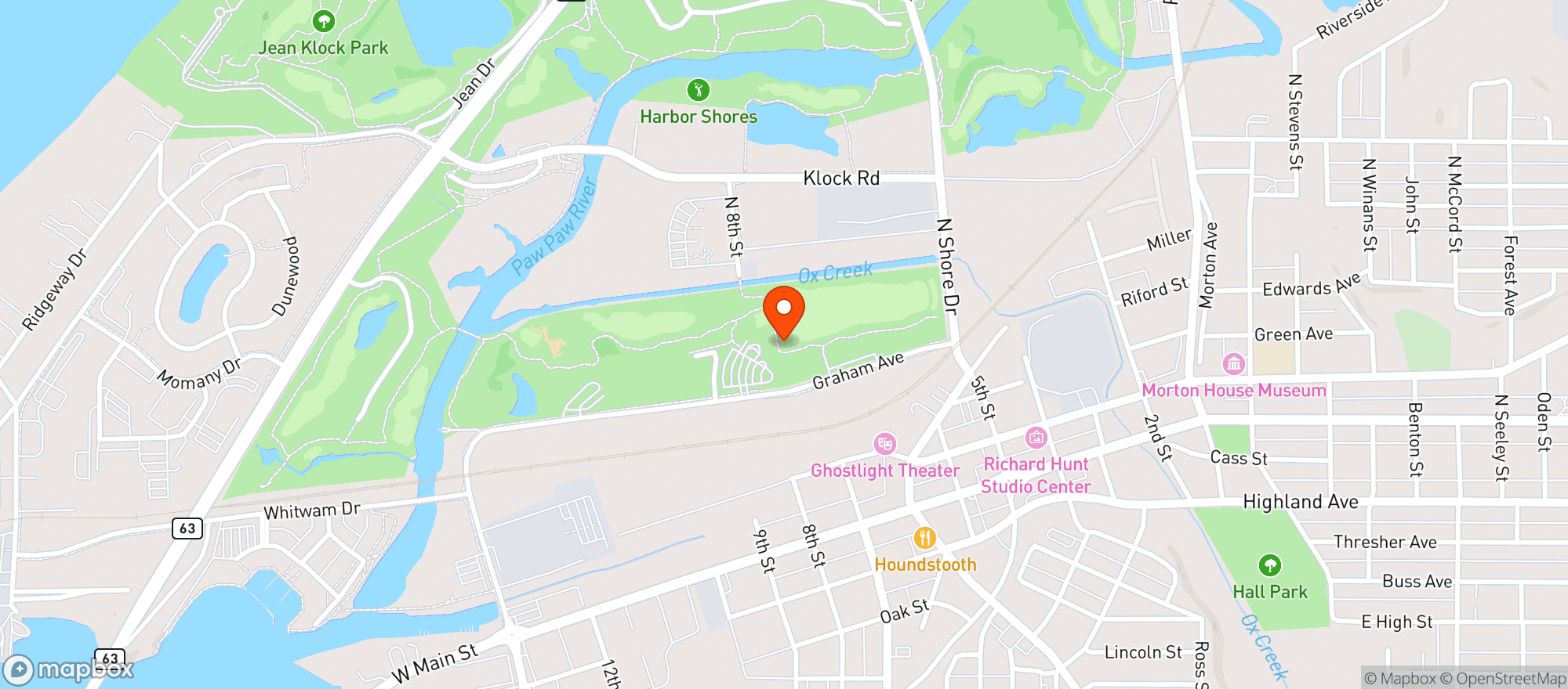 Map showing Harbor Shores Golf