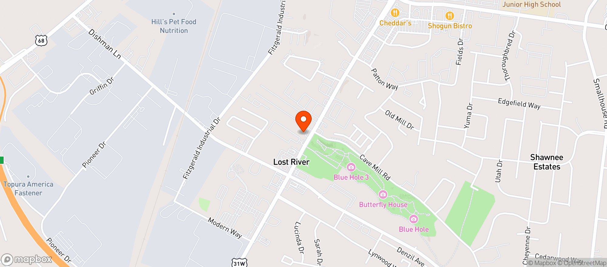 Map showing Lost River Liquors