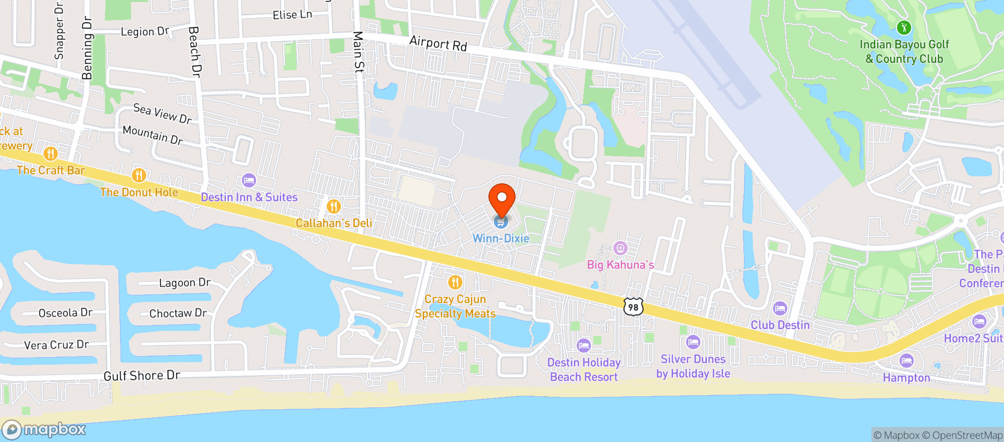 Map showing Winn Dixie Store #560